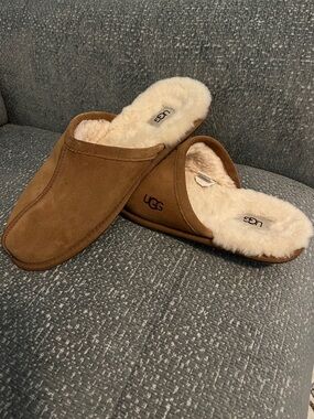 UGG Chestnut Suede Shearling Mule Slides